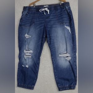 Lane Bryant Distrsssed Mid-Rise Boyfriend Jogger Jeans Plus Size 20